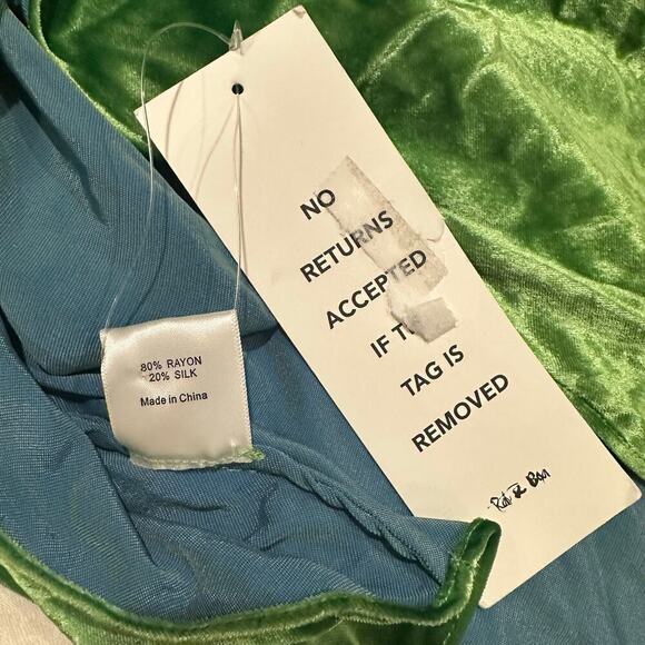 Rat Boa Vaeda Mint Green Velvet Mini Halter Silk Blend Dress Size Small - Picture 4 of 12